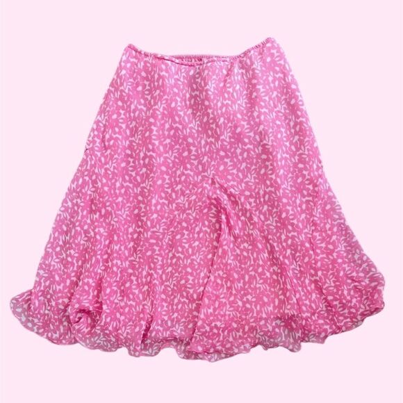 Chadwicks Pink Low -Rise Floral Skirt with Flared Design - Picture 1 of 3